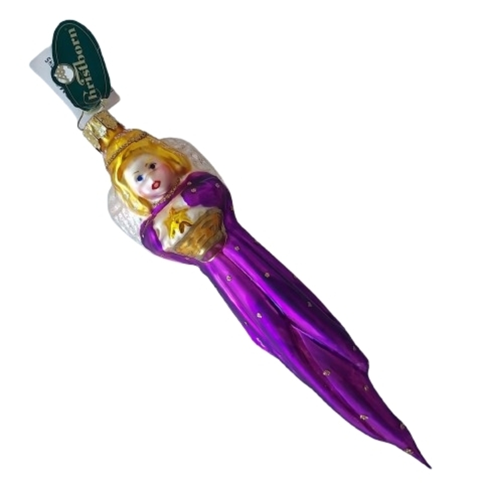 Christborn Purple Angel Christmas Ornament Hand Blown Made in Germany XMAS